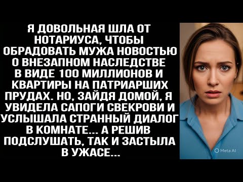 Видео: Шла от нотариуса с наследством в 100 млн, но дома подслушала разговор мужа со свекровью и онемела...
