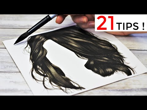 Видео: Урок по рисованию акварелью | 21 совет для реалистичного рисунка волос