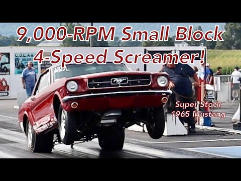 Видео: Великолепный двигатель 289 Small-Block 1965 Mustang с 9000 об/мин | 4-ступенчатый | Super Stock Ford