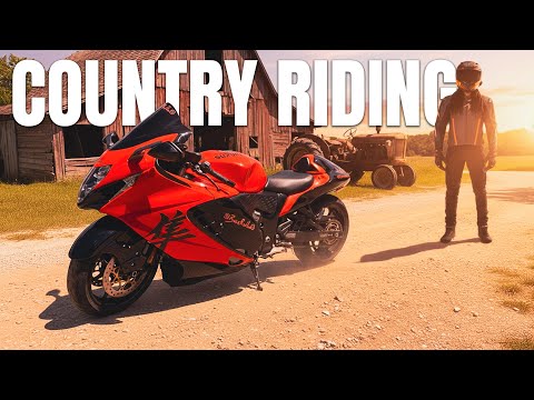 Видео: Езда на мотоцикле Hayabusa по проселочной дороге.