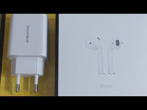 Видео: Обзор на блок питания и на наушники Borofone BW25 типа airpods 2. #borofone #airpods 2