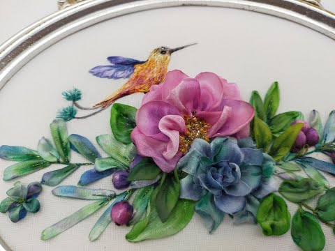 Видео: ВЫШИВАЕМ ЛЕНТАМИ ВМЕСТЕ ПТИЧКА С ЦВЕТАМИ ЧАСТЬ ВТОРАЯ