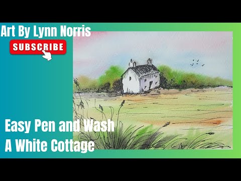 Видео: Давайте попробуем акварельную ручку и смывку — деревенский белый коттедж