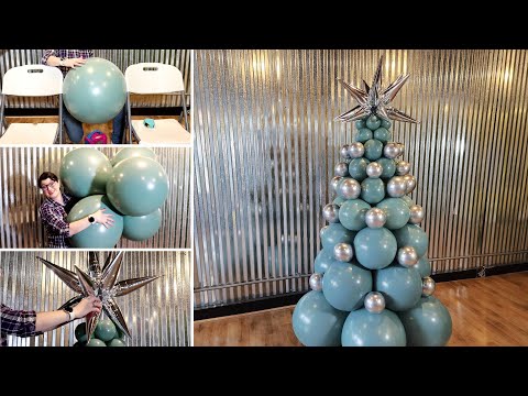 Видео: Рождественская ёлка из воздушных шаров без подставки