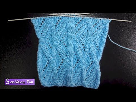 Видео: Красивый ажурный узор Узор "РЕШЕТКА на ПИРОГЕ". Вязание спицами № 420