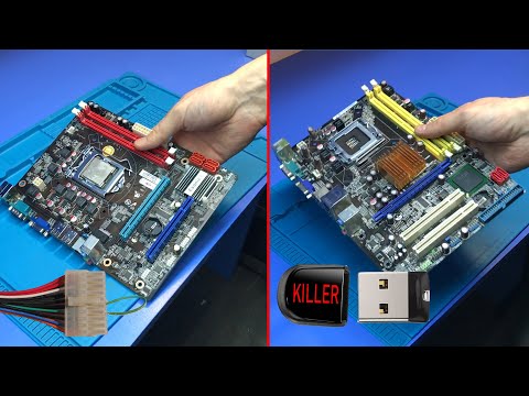 Видео: КЛИЕНТ ВСТАВИЛ НЕИСПРАВНУЮ ФЛЕШКУ В USB ПОРТ ASUS P5KPL | НЕ ВКЛЮЧАТСЯ С КНОПКИ МАТЬ ES0NIC H55KBL