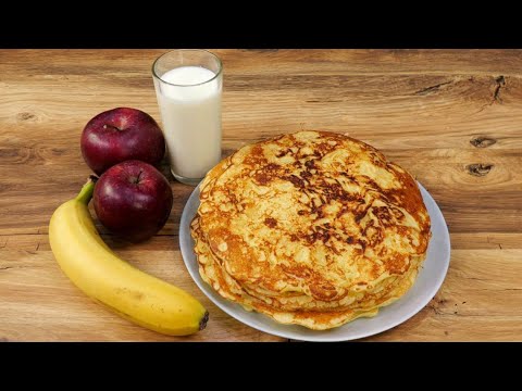 Видео: Дрожжевые блины с припёком - "Старорусские". Рецепт в двух вариантах, с яблоком и бананом.