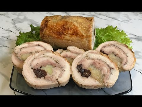 Видео: Рулет из Куриных Бедрышек  с Яблоком и Черносливом / Новогодняя Закуска / Chicken Roll