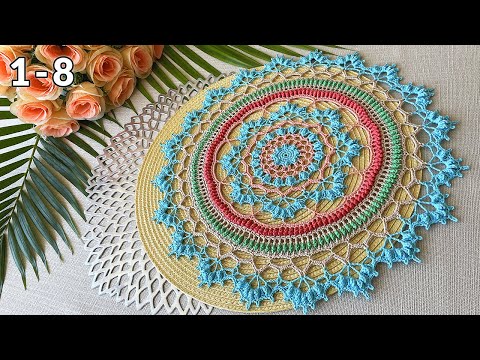 Видео: Салфетка крючком, Изис, 1-8