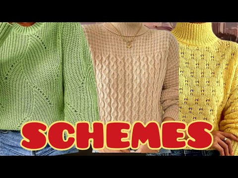 Видео: Схемы вязание:3 женских свитера со схемой узора. knitting: 3 women's sweaters with a pattern diagram