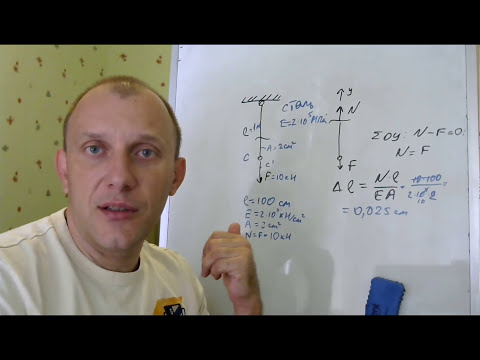 Видео: Как посчитать удлинение стержня при растяжении - сжатии. Сопромат.