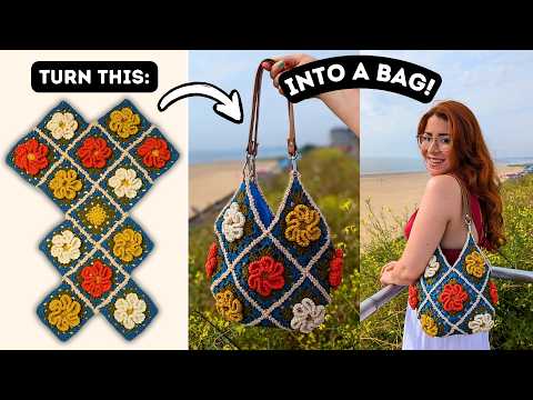 Видео: Простое руководство по вязанию большой сумки крючком с использованием всего 13 квадратов! Пошаговое