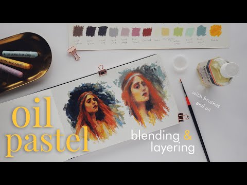 Видео: Портретный рисунок масляной пастелью, растушевка кистью и льняным маслом | Галерея Mungyo, мягкая...