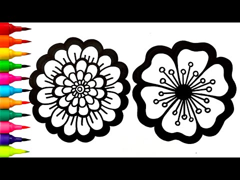 Видео: Рисунок цветка гибискуса и ещё 7 цветов | Как рисовать красивые цветы | Рисунок цветка гибискуса 🌺