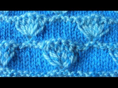 Видео: Узоры спицами - двухцветный узор Пучки