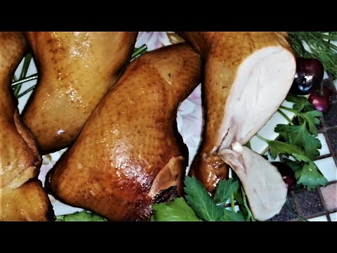 Видео: Куриные Окорочка Копчено-Вареные(без Маринада)/Сухой Посол для Горячего Копчения/Копченые Ножки/(0+)