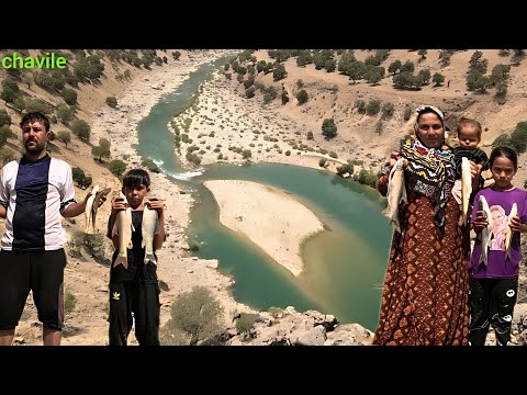 Видео: Кочевая жизнь у горной реки Ирана | Рыбалка, приготовление пищи, укрытие и плавание