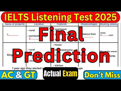 Видео: ПРОГНОЗ НА 30 ОКТЯБРЯ 2025 ГОДА: ТЕСТ IELTS LISTENING С ОТВЕТАМИ | ТЕСТ IELTS LISTENING