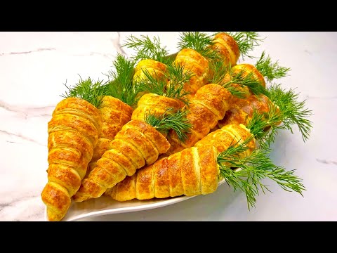 Видео: исчезнет через минуту! Идеальная закуска из слоеного теста на Пасху, Морковь для пасхального кролика