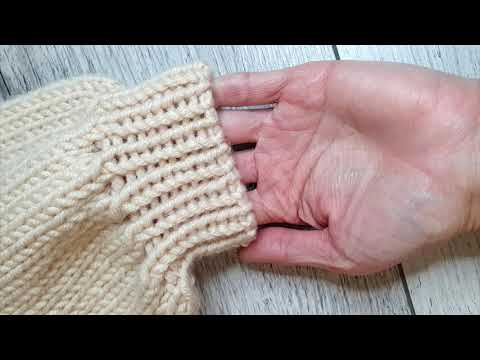 Видео: Фабричный край. Самый простой способ закрытия петель по кругу иглой. Резинка 1х1.