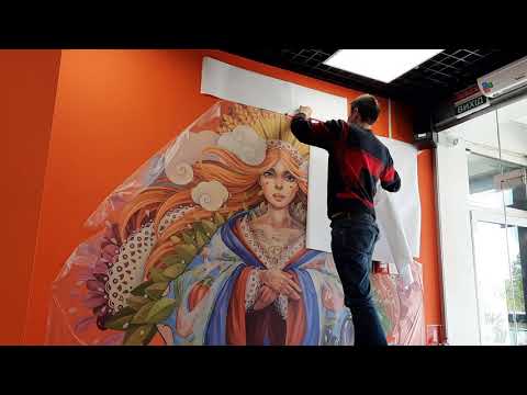 Видео: Декоративное оформление стен. Переводные принты.