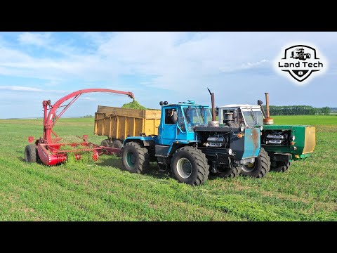 Видео: Заготовка кормов на тракторе Т-150К с прицепным комбайном КДП-3000! МТЗ-1221 и прицеп ПТС-10.