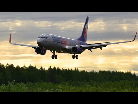 Видео: Архангельск. Визуальный заход и посадка. (Boeing 737NG)