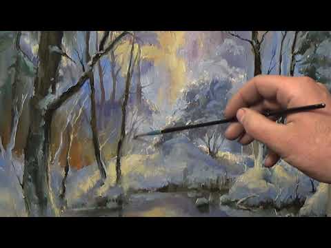 Видео: #59 ЗИМНИЙ ЛЕС маслом. Как нарисовать вечерний зимний пейзаж. How to Paint a Winter Forest Landscape