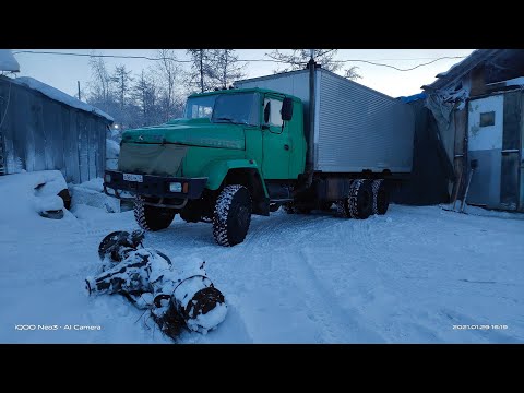 Видео: КрАЗ 6322 6х6, замена переднего моста (мороз на улице, -53 градуса) Часть 1ая