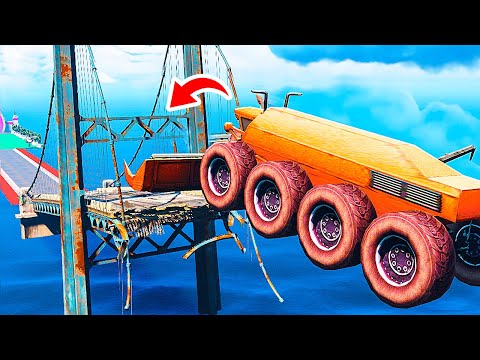 Видео: ВОСЬМИКОЛЕСНЫЙ КОМБАЙН ФРЭНК vs РАЗРУШЕННЫЙ МОСТ в ГТА 5!