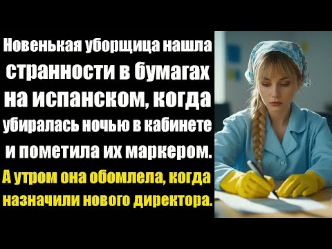 Видео: Новенькая уборщица нашла странности в бумагах на испанском, когда убиралась ночью в кабинете и...