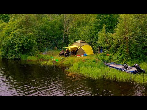 Видео: Рыбалка с тремя ночёвками на мысу. Готовим на костре. Посиделки у костра. Сом, судак, лещ, окунь.