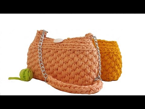 Видео: Вязание крючком. Клатч. Пряжа "Лента"