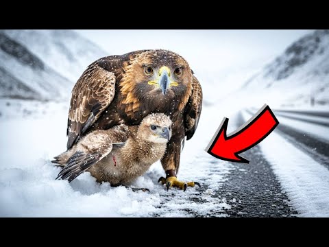 Видео: Орлица тащила раненого птенца к дороге. Водитель остановился — и это изменило ВСЁ!