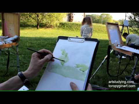 Видео: Коломенское 09 05 16. акварель