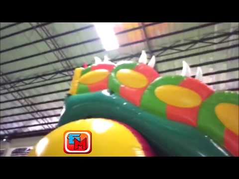 Видео: Батут "Дракон 2" зеленый с шипами