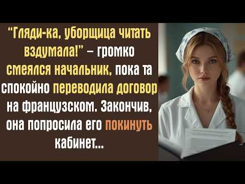 Видео: “Гляди-ка, уборщица читать вздумала!” – громко смеялся начальник, пока та спокойно переводила...