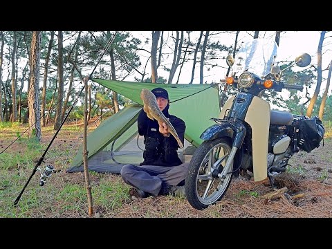 Видео: Кемпинг и рыбалка на мотоцикле (Кулинария с рыбой 50 см)