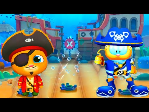 Видео: Мой Говорящий Том бег за золотом VS Garfield Rush #2 новый мир Гарфилда Погоня Героев