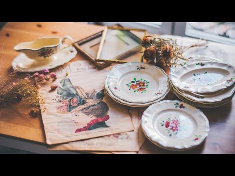 Видео: Покупки на блошином рынке в Париже | Прекрасная антикварная модная газета и тарелки