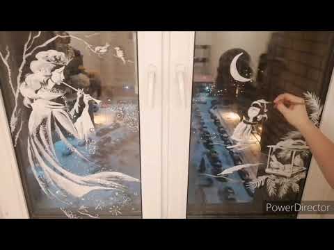 Видео: Новогодняя роспись окна в детской.