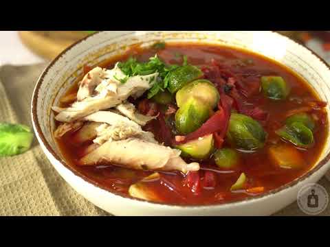 Видео: Порадует и глаз, и живот! БОРЩ С КУРИЦЕЙ И БРЮССЕЛЬСКОЙ КАПУСТОЙ, НА КУРИНОМ БУЛЬОНЕ