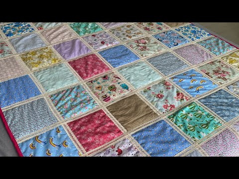 Видео: Лоскутное одеяло или одеяло, односпальное. Использование пэчворка. Супер просто.