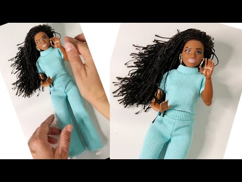 Видео: Как сшить яркий костюм для Barbie.Брючки и топ.