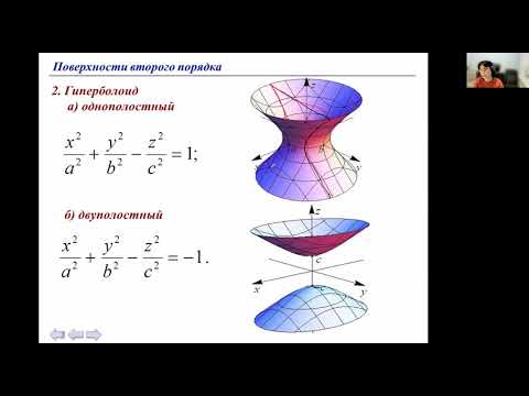 Видео: Лекция. Гиперболоиды, параболоиды, конус. Исследование методом сечений.