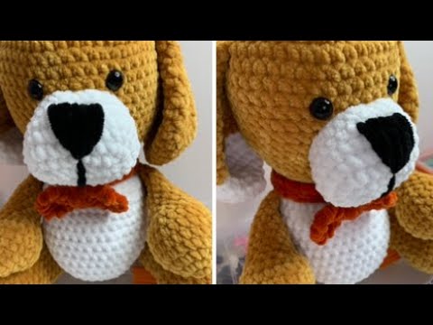 Видео: Собака из плюшевой пряжи, связана крючком 🧶☕️Часть 3.
