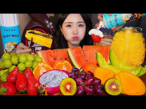 Видео: Фруктовый Десерт🍉 Настоящий Фрукт АСМР МукбангㅣКлубника Дыня мангоㅣFruit Dessert Mukbang