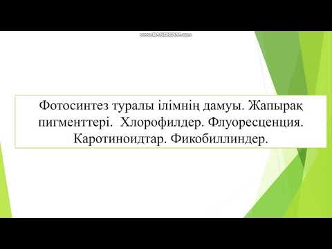 Видео: Фотосинтез туралы ілімнің дамуы. Жапырақ пигменттері.