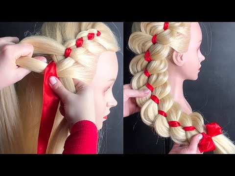 Видео: Как ЛЕГКО Начать косу с лентой? Прическа в школу на бок из 4 прядей. Side French Braid ©LOZNITSA