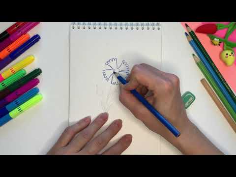 Видео: Как нарисовать цветок-василёк